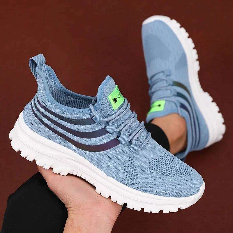 Spring Breathable Sports Men's Casual Running Hollow Mesh Lightweight Anti Slip Work Shoes Sneakers Men