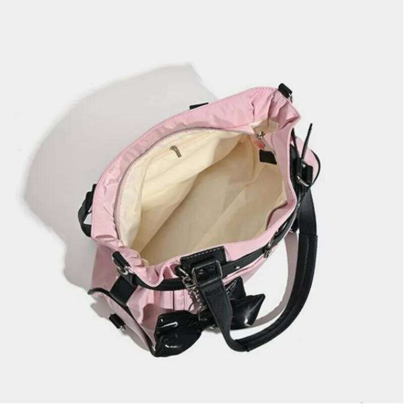 Y2k Large Capacity Pink Travel Crossbody Women Versatile Leopard Print Shoulder Bag New Trend Sports Gym Handbag Z260224