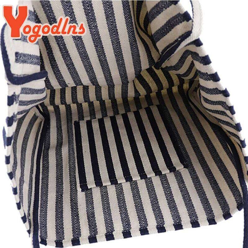Large Capacity Canvas for Women Fashion Striped Shoulder New Top-handle Travel Bag Shopping Tote Bolsa Z260224