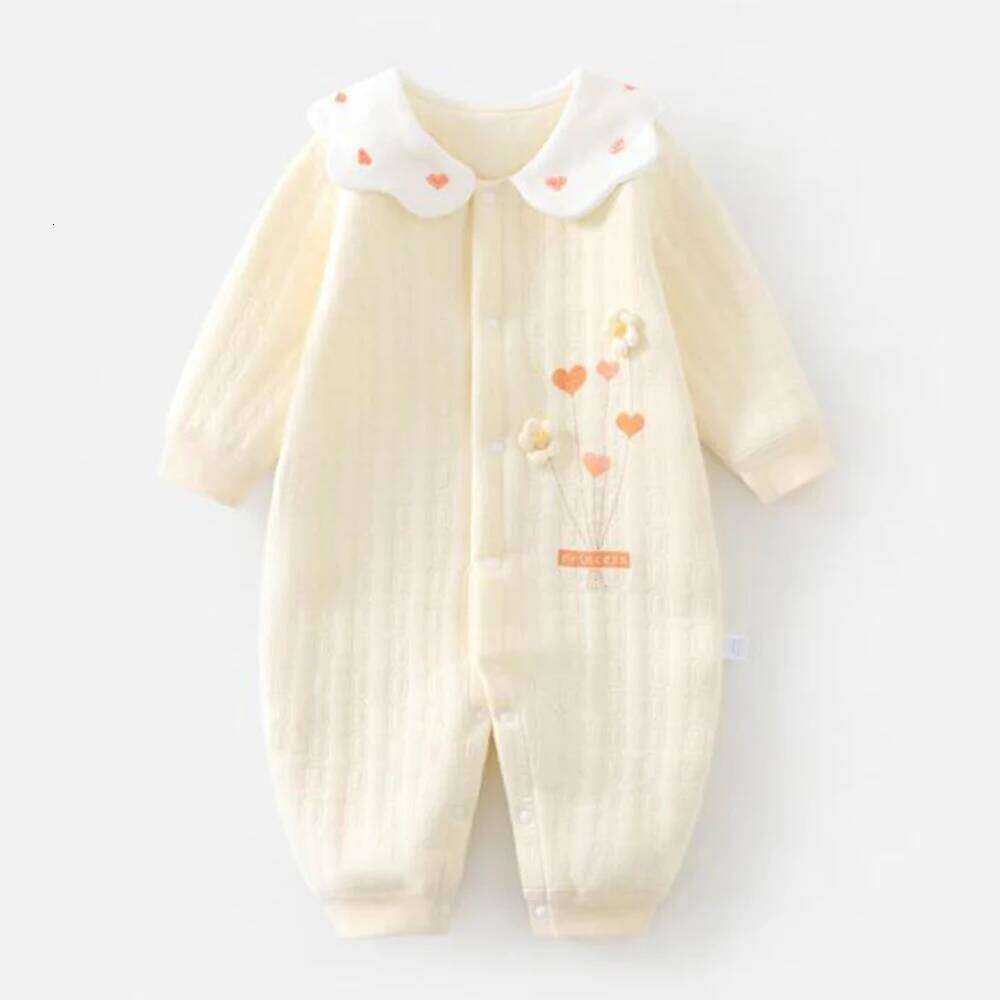 Christmas Girl Clothes Winter Autumn Quilted Warm Long Sleeve Baby Romper Floral Cute First Birthday Infant Jumpsuits 26H0224