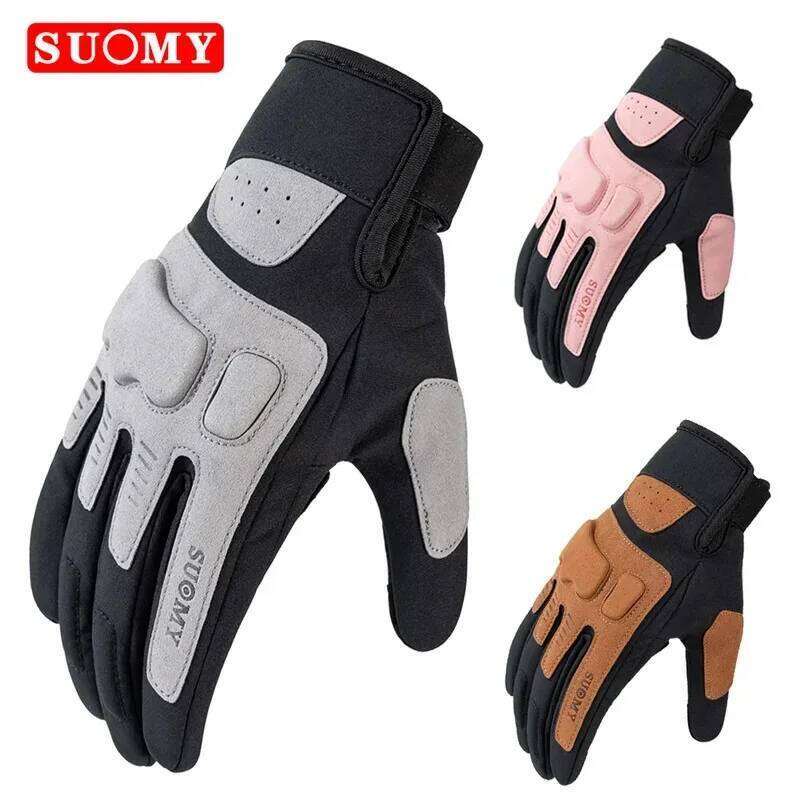 Suomy Winter Warm Motorcycle Gloves Windproof Motocross Motorbike Cycling Lady Pink Touchscreen Moto cross Biker Glove 26H0224