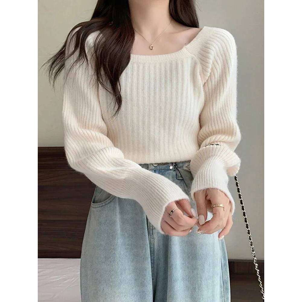 Lazy side wind restoring ancient ways led lantern sleeve women cultivate one's morality show thin sweater niche western 26L0224