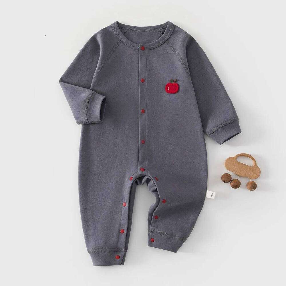 AYNIGIELL 2026 New Solid Color High-quality Pure Cotton Breathable Jumpsuit 0-18 Months Male Baby Girl Clothing 26H0224