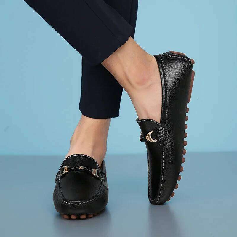 Men's Leather Drving Soft Comfortable Slip on Office Man Formal Shoes Wedding Party Casual Shoe Breath Lazy Loafers