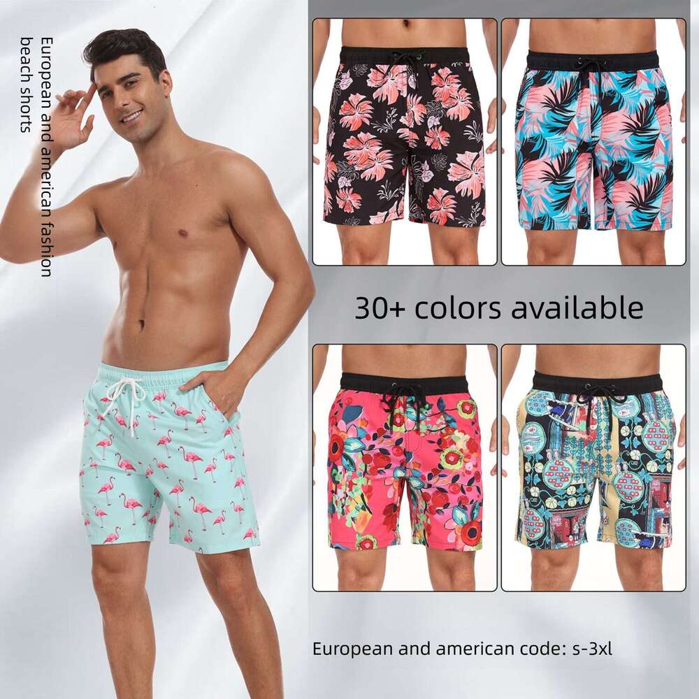 Cross-Border Foreign Trade Summer New Fashion Vacation Beach Shorts Men's Large Size Four-Corner Milk Silk Lining