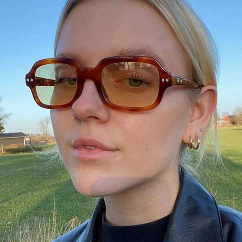 New Women Square Eyeglasses Retro Polygon Sunglasses Female Black Vintage Fashion Ladies Shades Double Beam Eyewear 26W0224