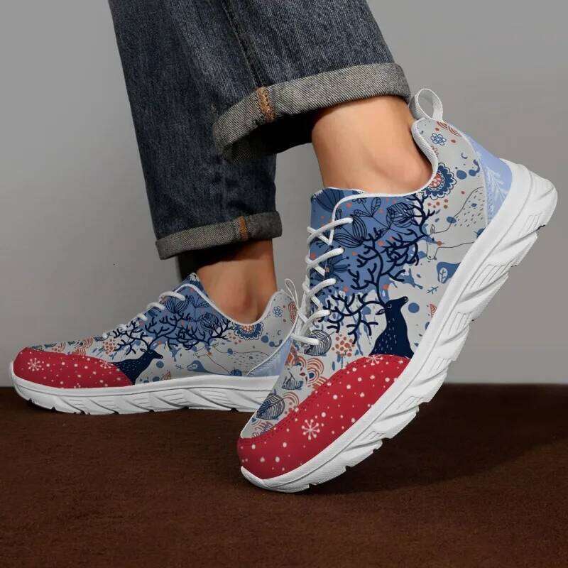 Men's Fashionable Christmas Sports Casual Shoe Running Outdoor Walking Training Shoes Flats Mens Sneakers