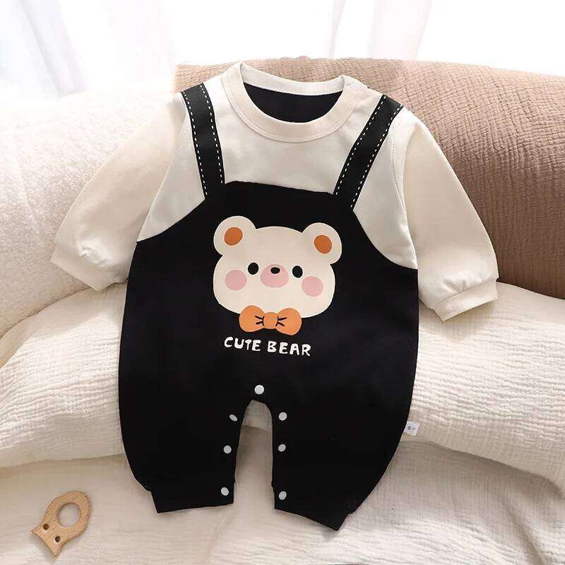 New Baby Autumn Long Sleeve Cotton Cute Children Kids Clothes Crawling Boys Girls Jumpsuit 26H0224