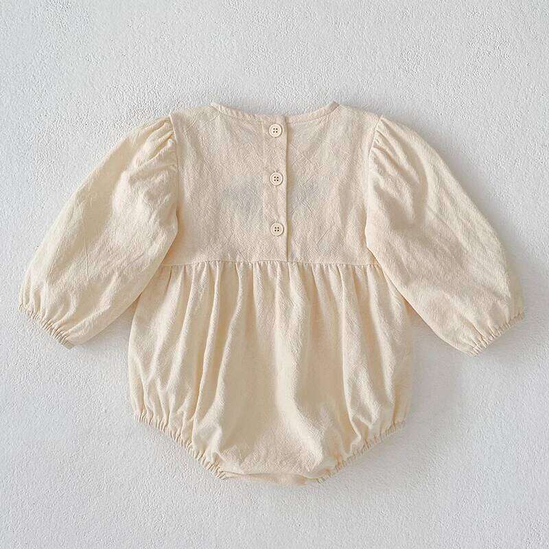 Embroidered Princess Jumpsuit Long Sleeve Thin Style Spring Autumn Children Clothing Cotton Infant Baby Girls Romper 26H0224