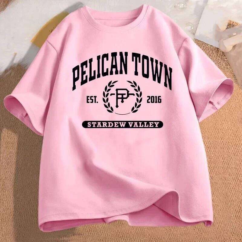 Pelican Town T-Shirt Stardew Valley Print Women Clothing Female Harajuku Sleeve Street Aesthetic Clothes C260224