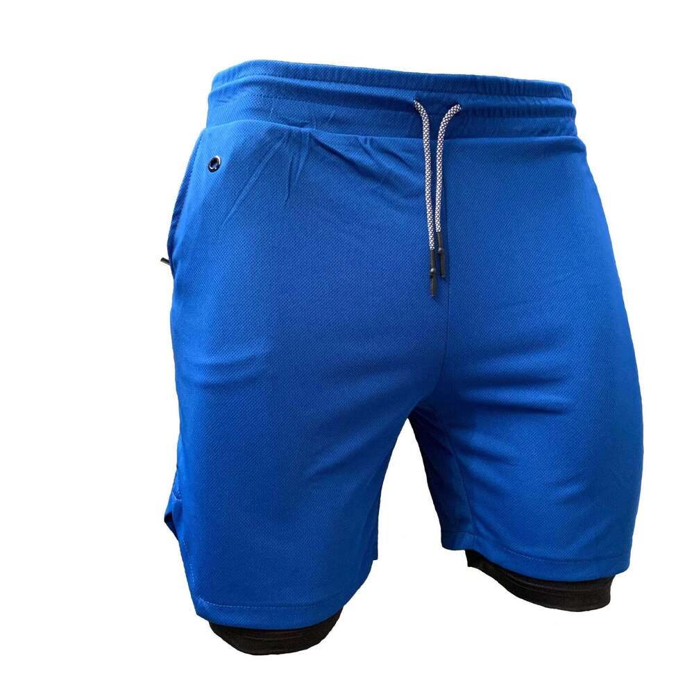 Summer new cross-border fake two-piece casual sports fitness personalized trendy quick-dry shorts with anti-exposure double-layer design