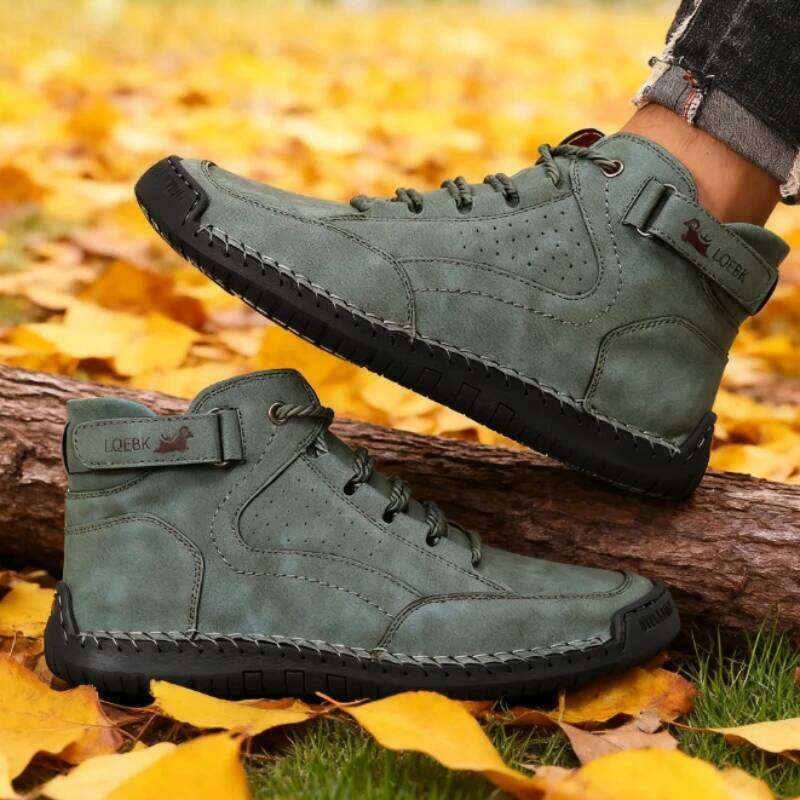 Spring /Autumn Casual Men's Shoes Handmade Leather Breathable Loafers Fashion Comforta Soft Bottom Motorcycle Boots Size 40-46