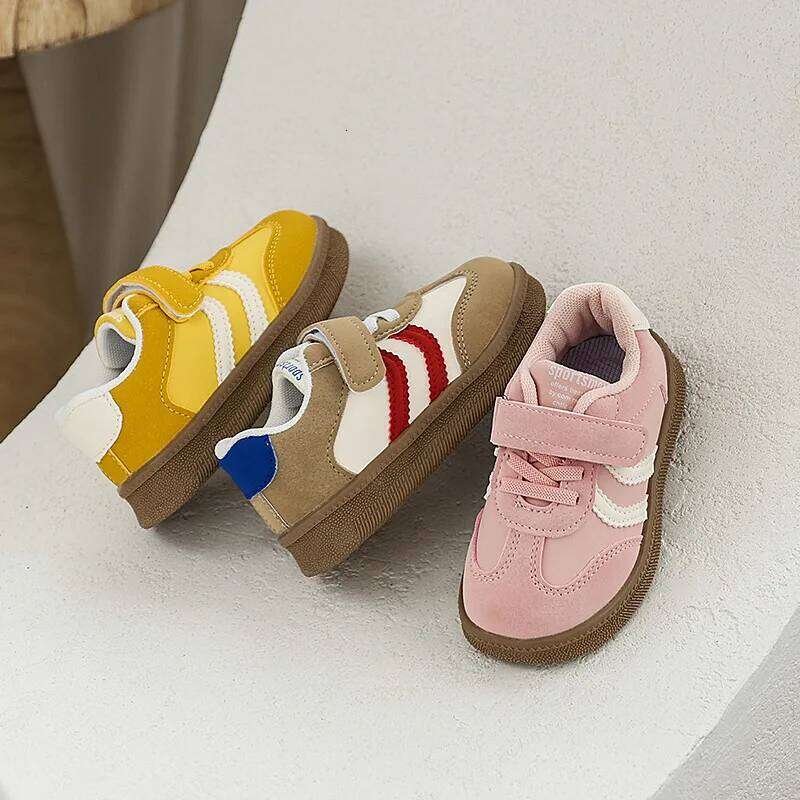 Kids'Casual Solid Color PU Leather Autumn Sports Shoes For Children Breathable Anti-slip Versatile Yellow Pink Size 21-30 26W0224