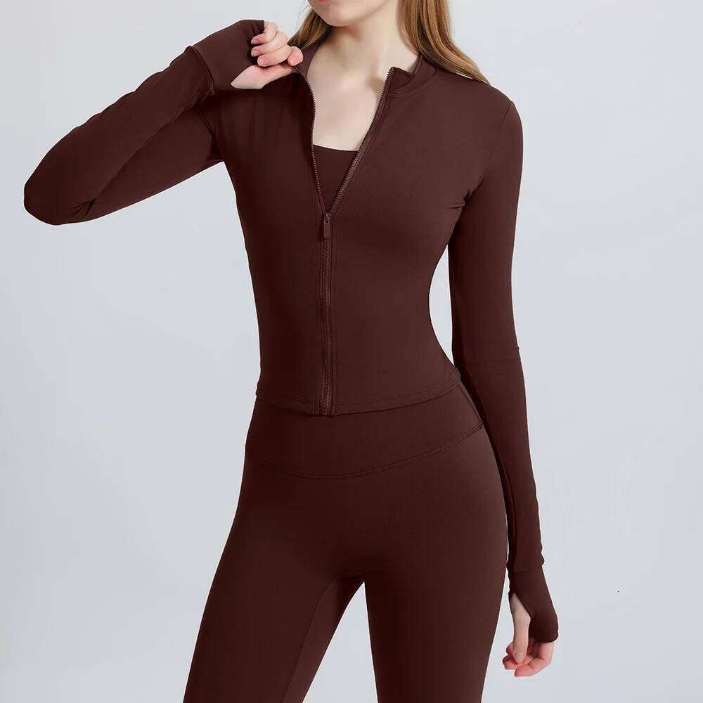 Quick-drying Breathable Sports s Women's Zipper Yoga Top Outdoor Exercise Running Fitness Long Sleeve 26Y0224