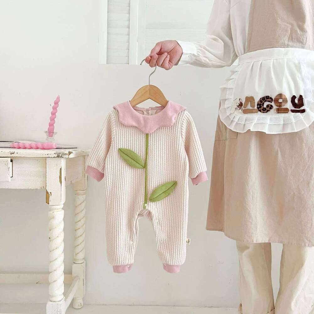 Autumn Newborn Infant Girls Lapel Flower Romper Lovely And Sweet Doll Collar Rompers Kids Onepiece Fashion Baby Clothing 26H0224