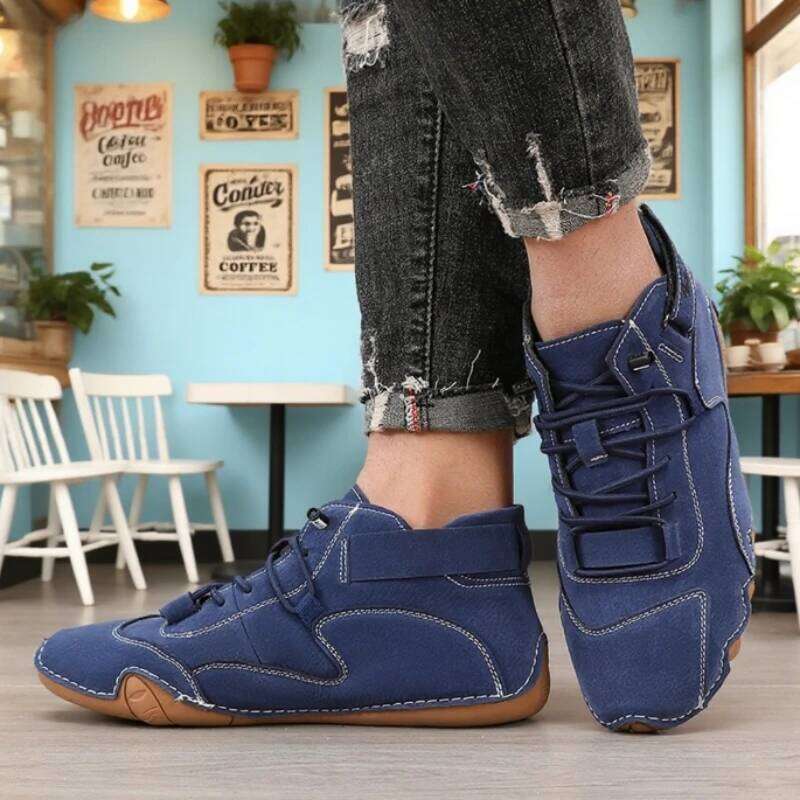 Spring and Autumn Men High Top Comfortable Soft Sole High-quality Retro Casual Loafers Versatile Business Motorcycle Boots