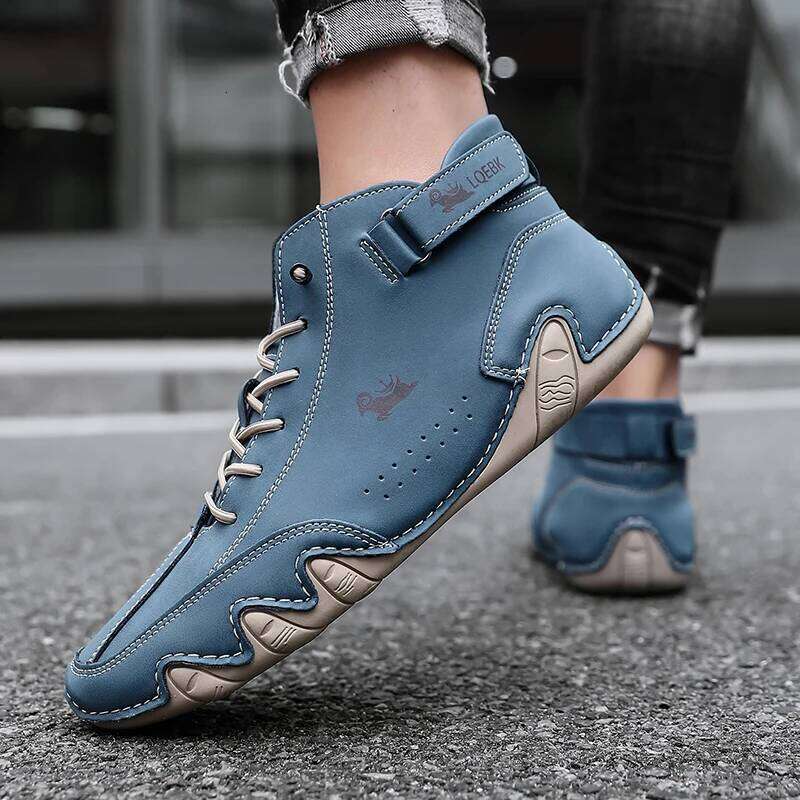 for Men Casual High Top Sneakers Soft Sole Fashion Mens Slip-On Leather Driving Walking Shoes Comfort Luxury Ankle Boots