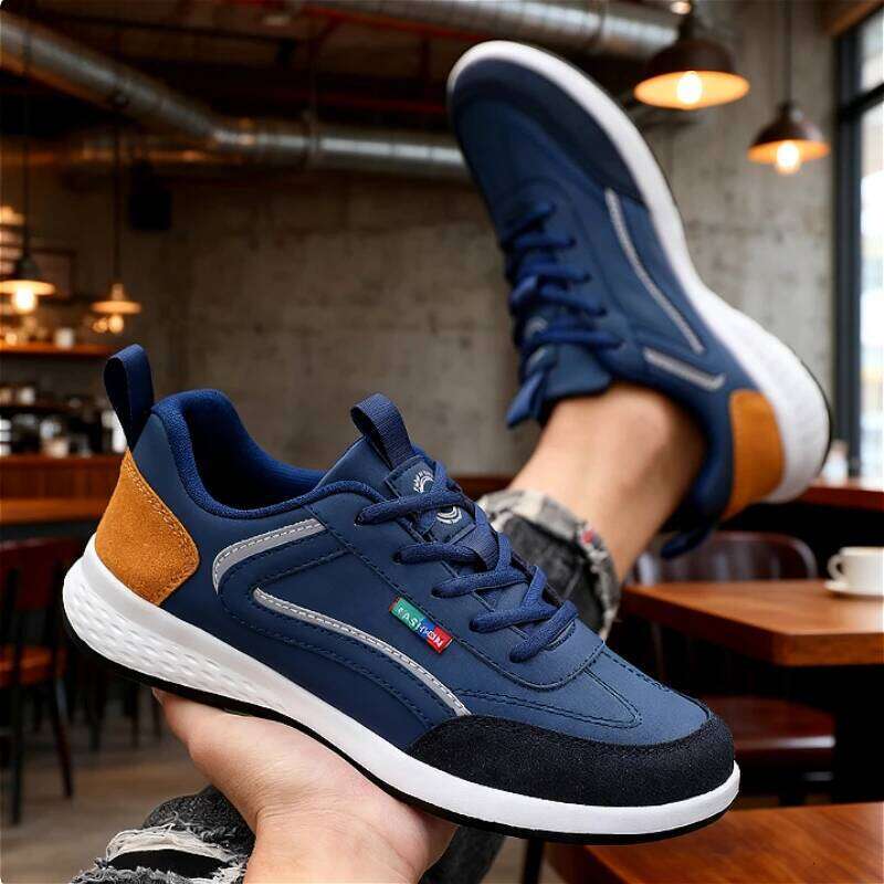 Shoes for Lace Up Footwear Vulcanized Men Four Seasons Versatile Stylish Men's Shoe Waterproof Casual Comfortable Sneaker