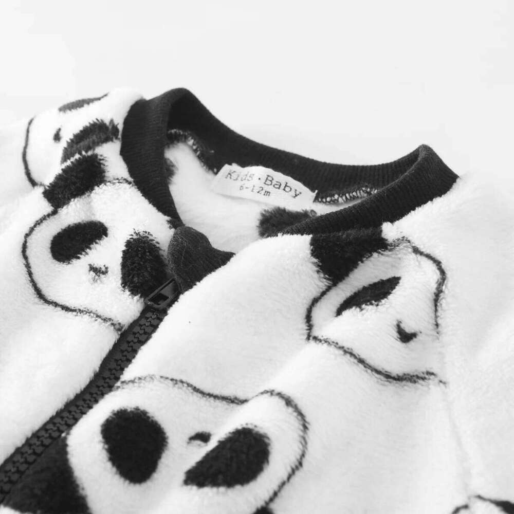 Warm Cute Panda Winter Baby Rompers Long Sleeve Infants Little Kids Jumpsuits Clothing Zipper 26H0224