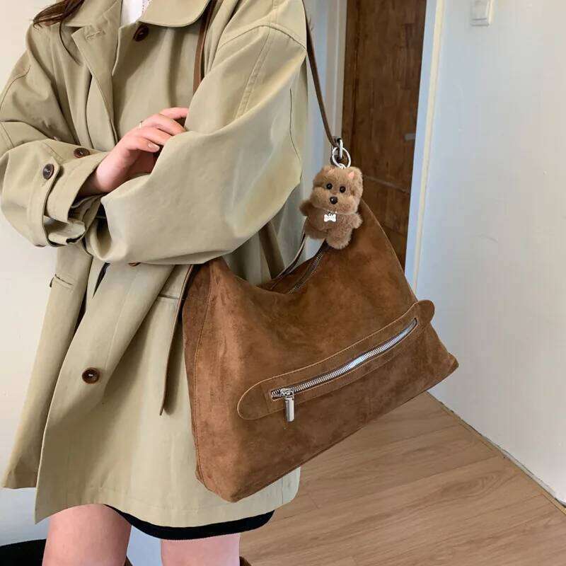 New Retro Leisure Suede Crossbody Large Capacity Shoulder Bag for Women Autumn Winter Fashion Versatile Texture Storage Bags Z260224