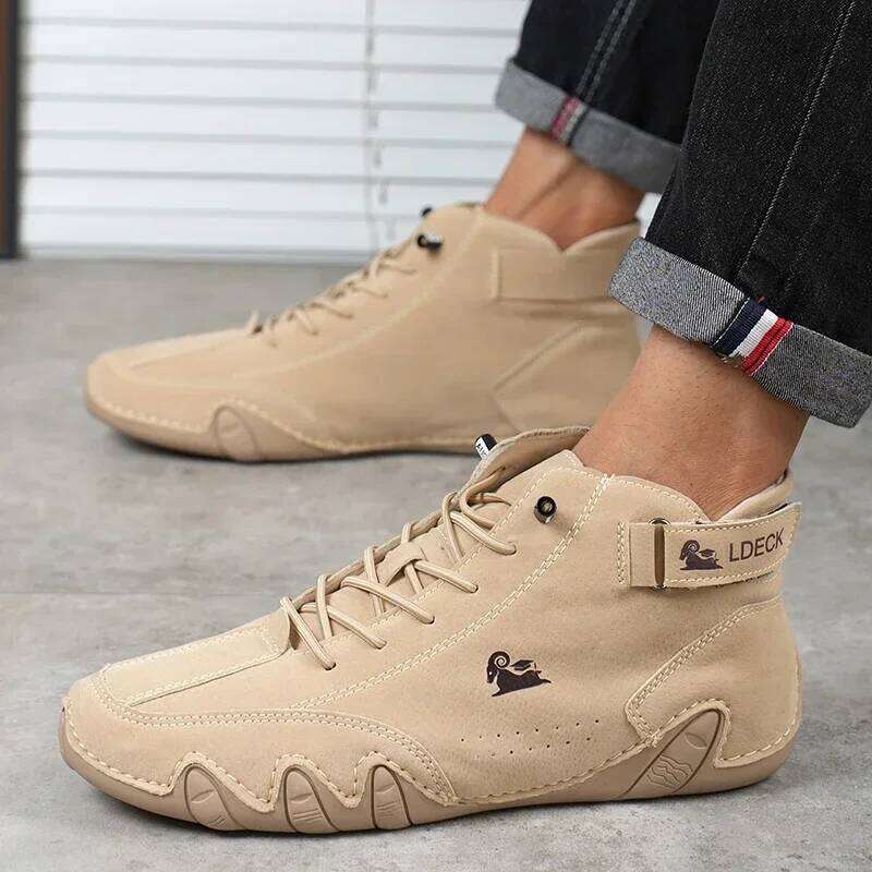 Men's Casual Bare Boots Luxurious Fashionable High Top Sports Trendy Loafers Waterproof Wear-resistant Motorcycle Shoes