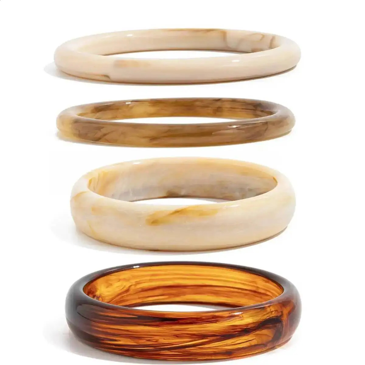 Ingemark Boho Y2K Round Resin Acrylic Bangles for Women Trend Vintage Geometric Wide Bracelets Party Jewelry Accessories 260120