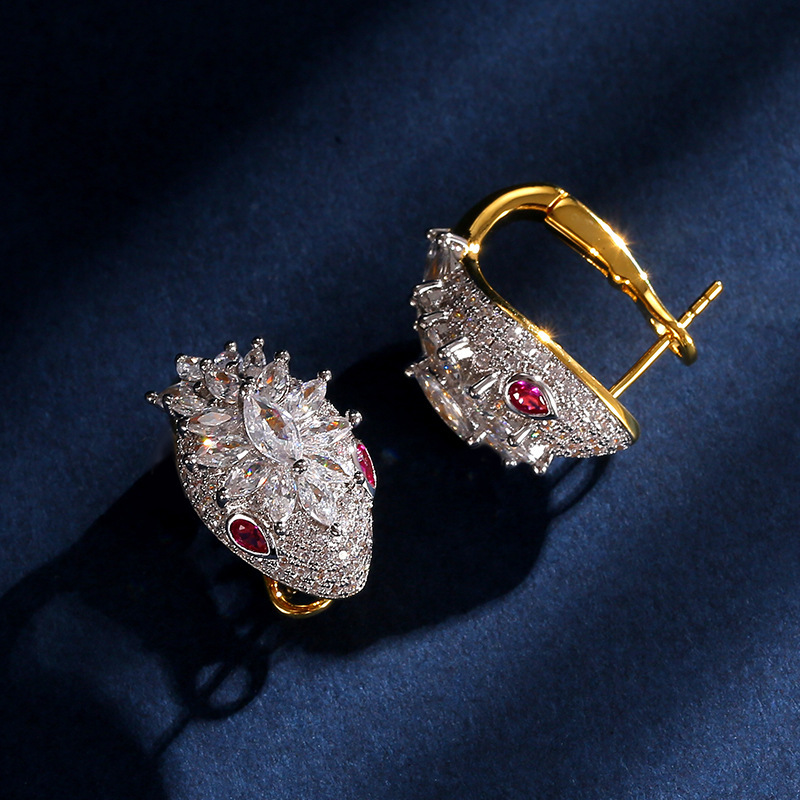 Earrings Green-Eyed Earrings, Gold-Plated Earrings, And Fashion Earrings, Unique Vintage Style Earrings, Unisex Snake Head Earrings