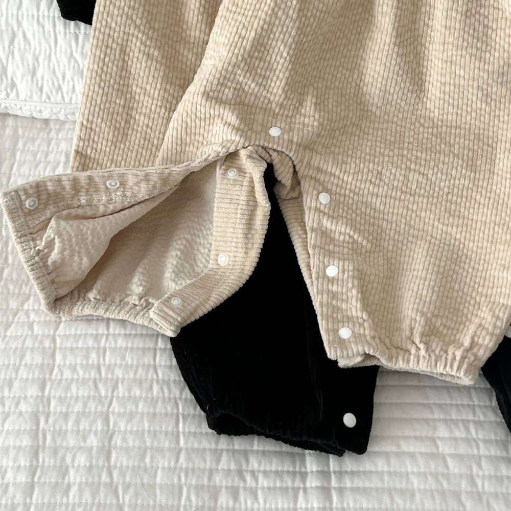 Children Autumn Corduroy Outdoor Solid Long Sleeve Romper Boy Girl Baby All-match Casual Jumpsuit Infant Cotton Loose One-piece 26H0224