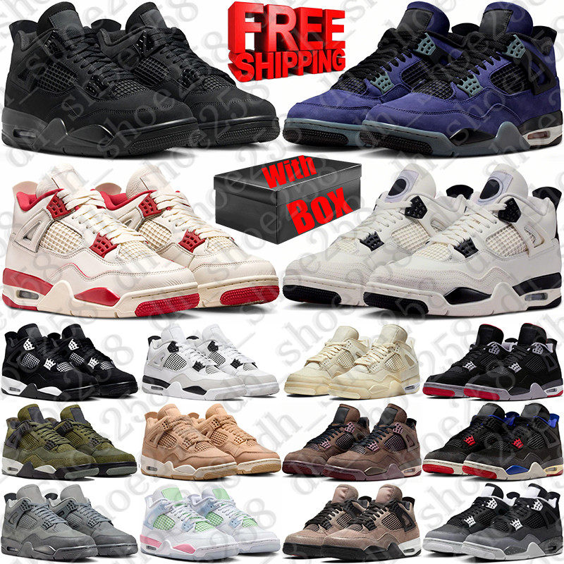 Free Shipping With Box Designer Basketball 4 4s Shoes Black Cat fear Valentine sneakers for mens womens trainers