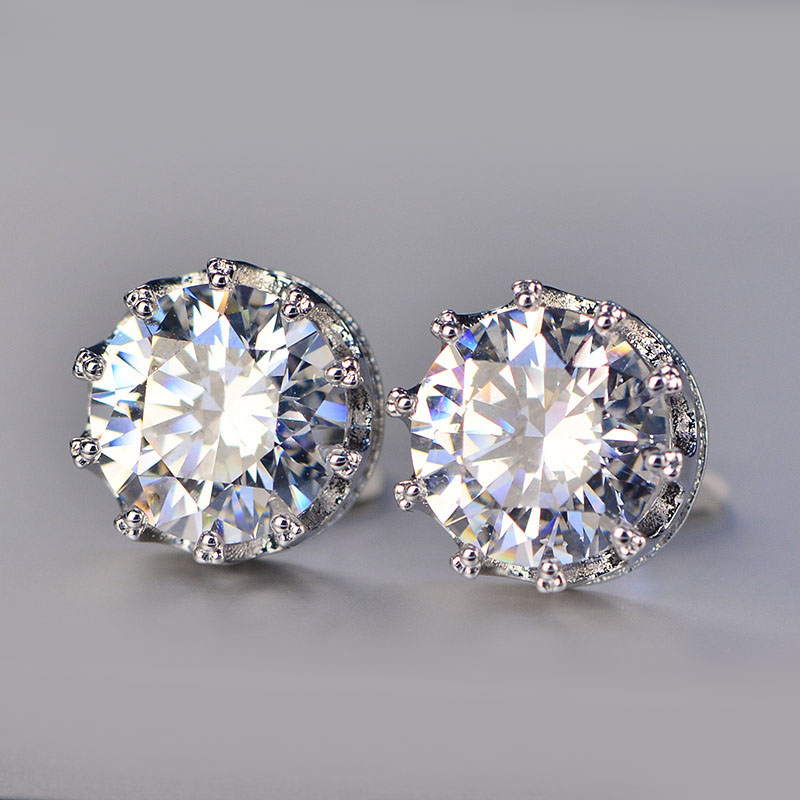 Exquisite Sparking Crown Cubic Zirconia Stud Earrings for Women CZ Crystal Earrings Unique Design Diamond Earrings Hypoallergenic Ear Jewelry Gift Fre
