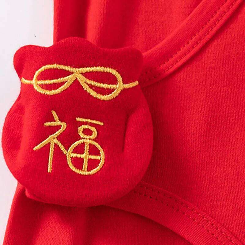2026 Spring Autumn Baby Girl Boy Stuff Cute Chinese Style Red New Year Cotton Long Sleeve Jumpsuits Romper Newborn Clothes B172 26H0224