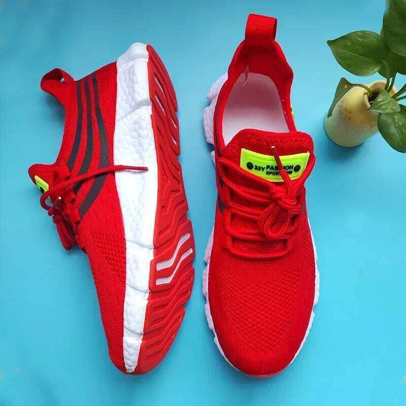 Men's Knitted Mesh Breathable Comfortable Ultra Light Running Anti Slip Fashionable Outdoor Walking Training Jogging Shoes