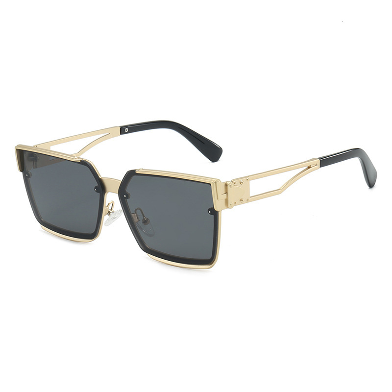 Luxury Brand Designer Sunglass New European And American Fashion Square-Frame Metal Sunglasses, Large-Frame Sunglasses, Trendy Sunglasses For Men And 