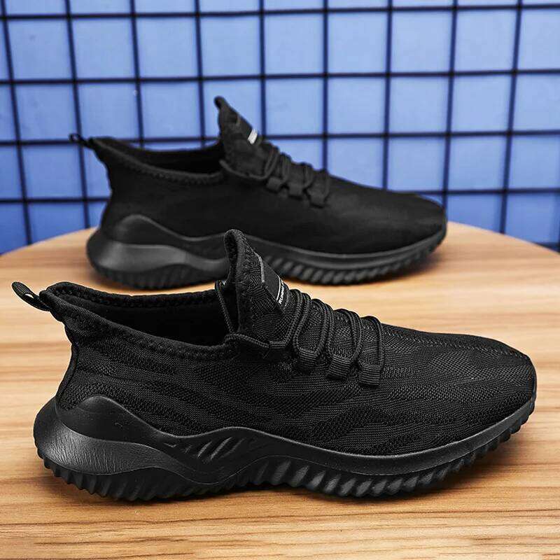 MAEDEF Men Mesh Casual Shoes Breathable High Quality Sneakers Summer Lace-Up Lightweight Black Big Size Walking Man Tennis Shoe