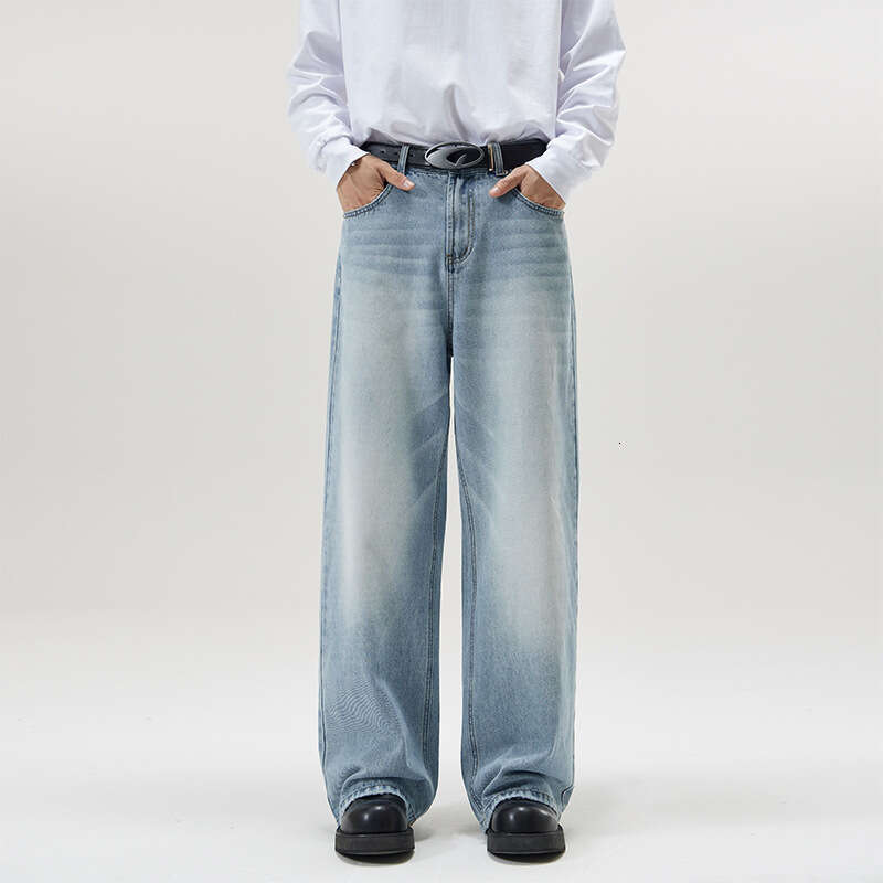 Men's direct sale straight loose casual youth business pants wide-leg jeans men's floor-length trousers