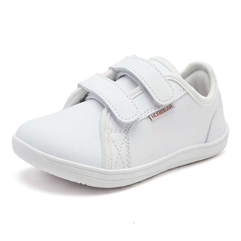 HOBIBEAR Boys Girls Barefoot Kids Wide Toe Minimalist Sneakers Lightweight Hook Loop Artificial Leather Shoes 26W0224