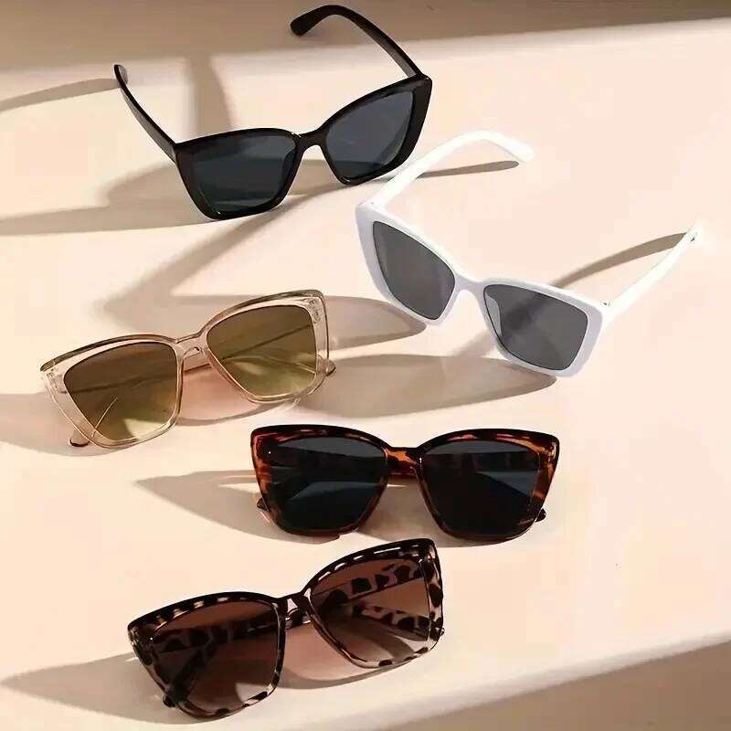 Fashion Street Shooting Cat Eye Sunglasses Photo Props Leopard Square Frame Sun Glasses UV400 Protection Eyewear for Women 26W0224