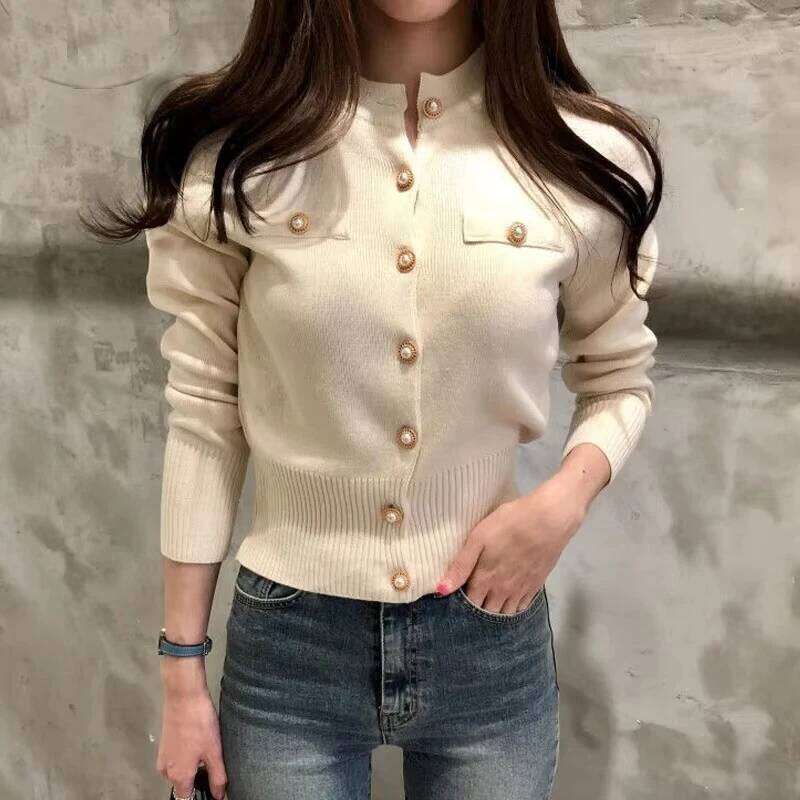 2025 Autumn Long Sleeve Fashion Women Cardigans Sweater Knitted Coat Short Casual Single Breasted Korean Slim Chic Ladies Tops 26L0224