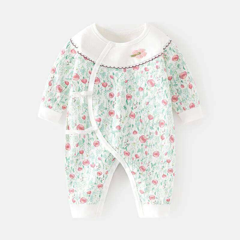 Spring and Autumn Cute Infant Newborn Romper Baby Boy Girl Floral Pattern Cotton Jumpsuit 26H0224