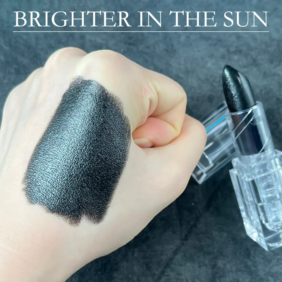 Waterproof Glitter Lipstick Sexy Black Lip Gloss Shiny Lip Tint Cosmetics Halloween Lips Makeup 260130