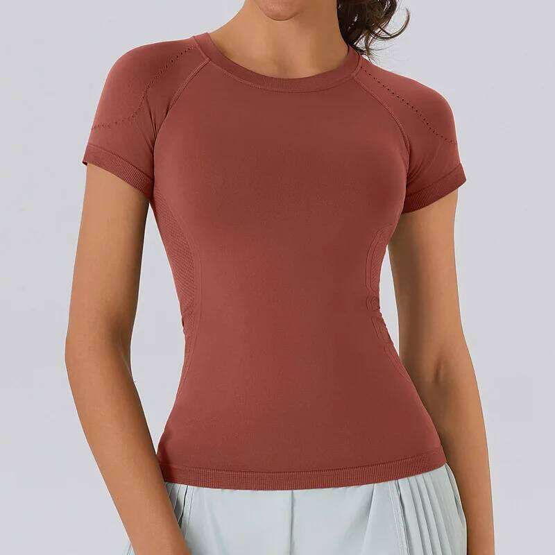 Women Shirts Sports T Shirt Summer Short Sleeve Round Neck Breathable Stretchy GYM Yoga Slim Fitness Active Top Tee 26Y0224