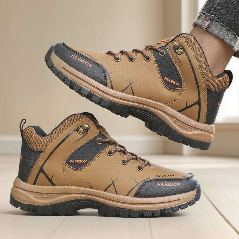 Men's High Top Bare Boots Waterproof PU Leather Classic Matching Hiking Shoe Outdoor Comfortable Breathable Anti Slip Work Shoes