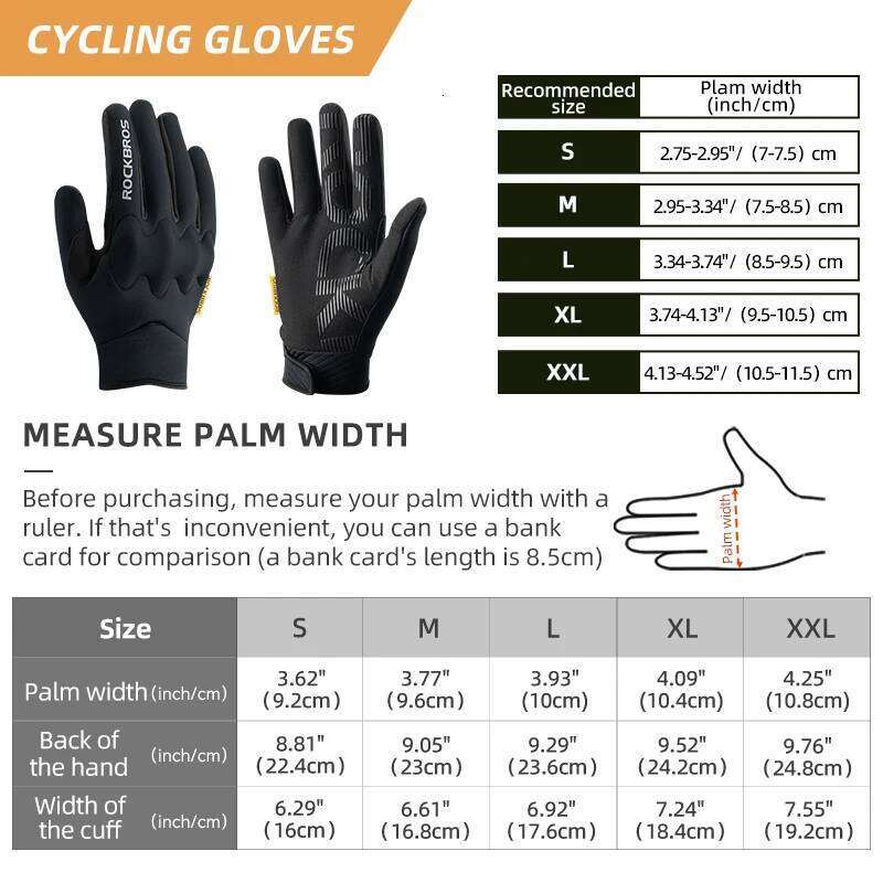 ROCKBROS Winter Touch screen Windproof Bike Cycling Full Finger Ski Non-Slip Warm Sports Motorcycle Hiking Gloves 26H0224