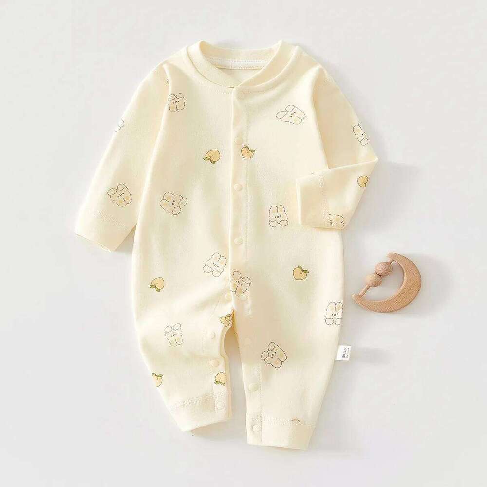 0-18M Baby Pure Cotton Onesie All Seasons Long Sleeve Crawling Suit for Boys Girls Spring and Autumn Outwear Base Layer 26H0224