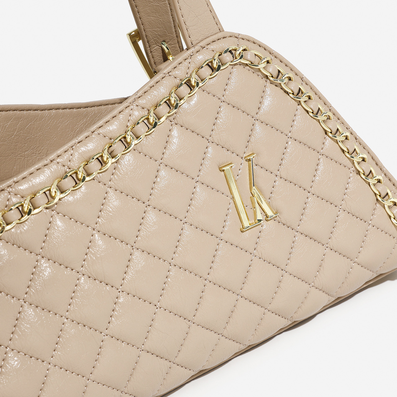 LK Factory Direct Supply Houndstooth Embroidery Thread Small Niche High-End Fashion Commute Versatile Crossbody Saddle Bag for Women Black Small Bag