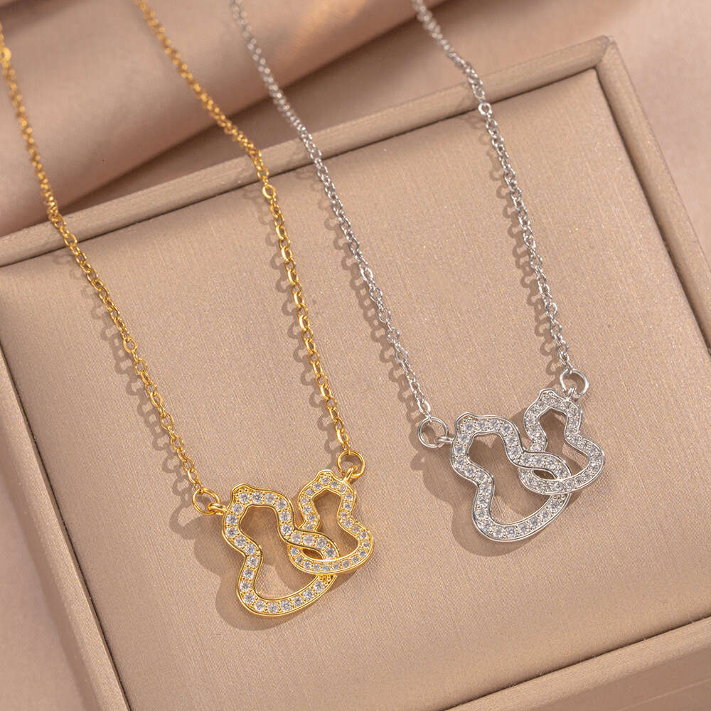 Double-Ring Necklace Fashionable Light Luxury High-End Pendant Slimming Gourd Necklace For Women