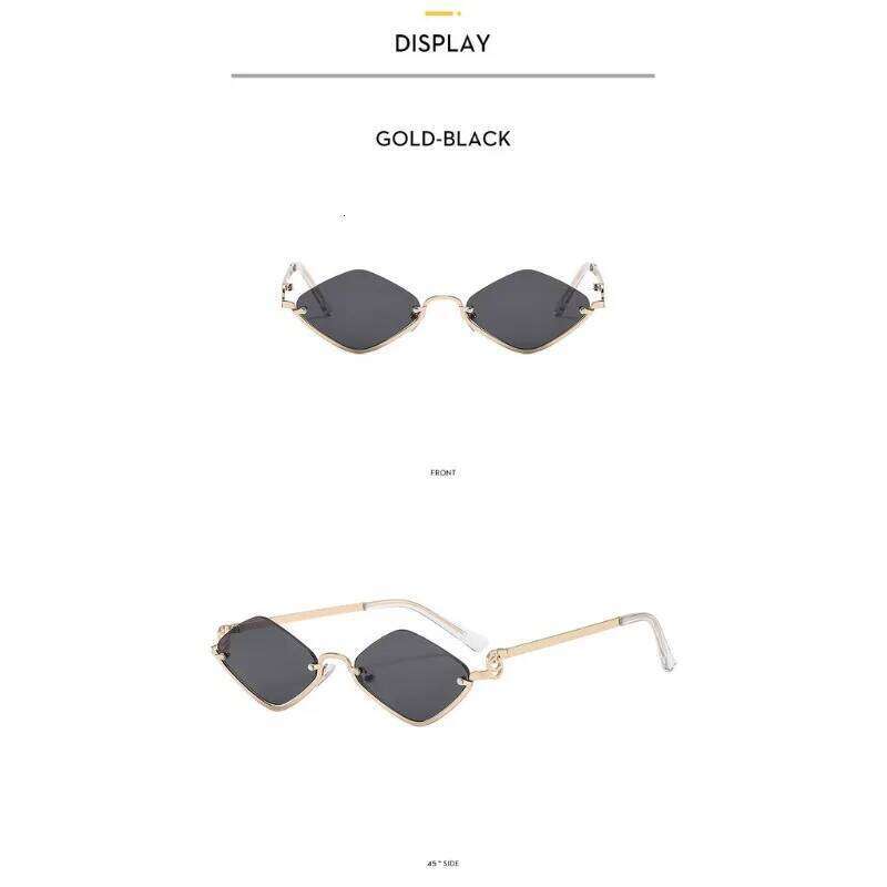 Fashion Small Polygonal Sunglasses Women Brand Metal Half Frame Glasses Ladies Hipster Sexy Cat Eye Shades Vintage 26W0224