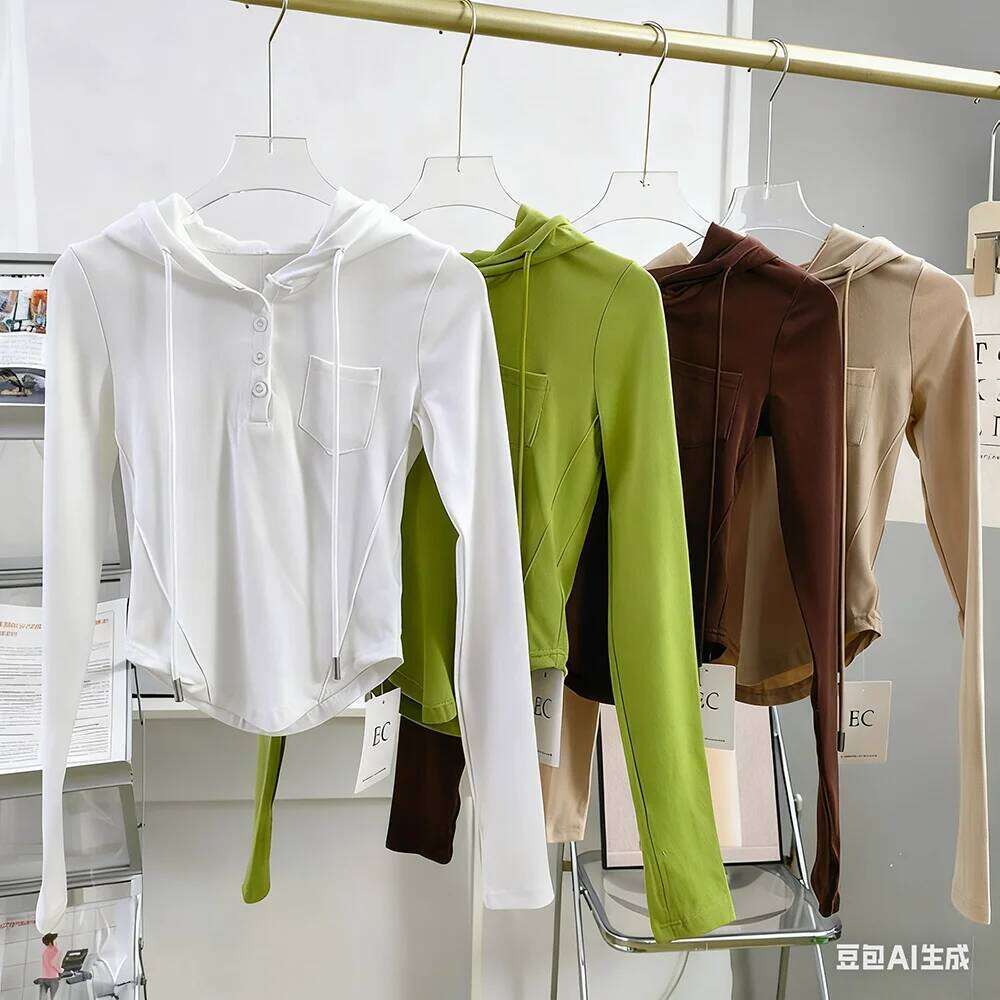 Women's Hooded Sweatshirt Ribbed Trim Slim Fit Pullover Casual Sportswear for Running Yoga Lounge 26Y0224