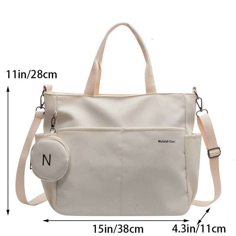 Travel Set - Lightweight Large Capacity with Mini Purse Waterproof Handle Bag Women Preppy Student Satchels Nylon Z260224