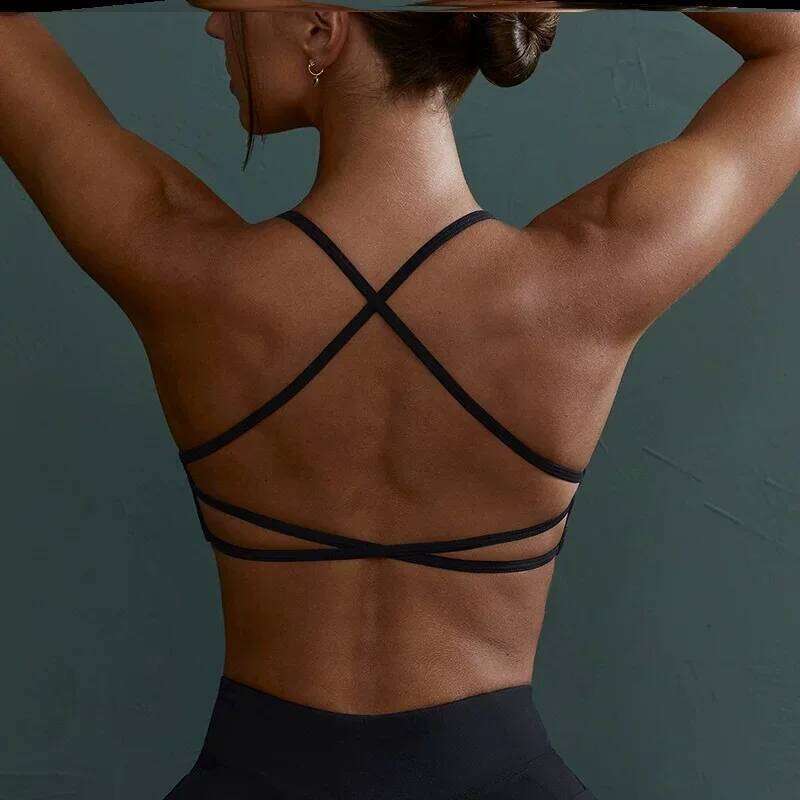 Women's Cross Sports Shock Resistant Gathered Sexy Gym Running Bra Summer Yoga Vest Outdoor Comfortable Fitness Wear 26Y0224